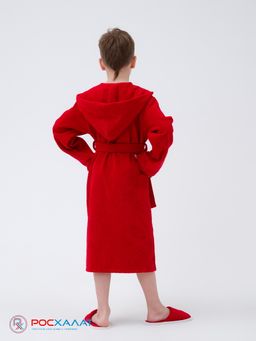 Детский махровый халат с капюшоном красный МЗ-04 (67)