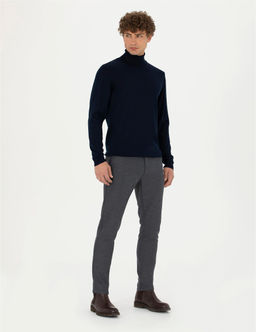 Lacivert Slim Fit Kanvas Pantolon