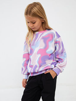 Bisiklet Yaka Batik Desenli Uzun Kollu K?z ?ocuk Sweatshirt - Waikiki фото 2