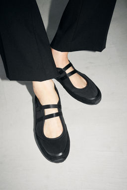 TWO-TONE DOUBLE STRAP BALLERINAS