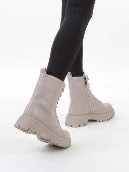 04-PAM439-2Z GRAY/BEIGE Ботинки зимние женские (натуральная кожа, 100% шерсть)