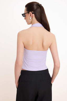 Lila Fitted/Vucuda Oturan Esnek Orme Bluz TWOSS24BZ00492