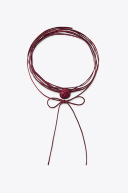 DOUBLE LEATHER FLOWER CHOKER NECKLACE - Zara фото 3