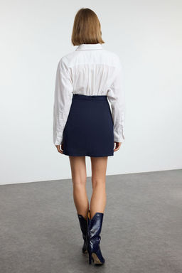 TRENDYOLMILLA Siyah Dugme Detayl? Yuksek Bel Pileli Mini Dokuma Etek TWOAW22ET0243 фото 5