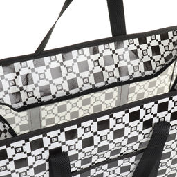 Сумка хозяйственная на молнии, 35 л, 50×20×35 см, чёрная/белая