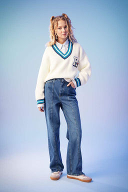 Широкие длинные джинсовые брюки с высокой талией в стиле 90-х - Defacto фото 7