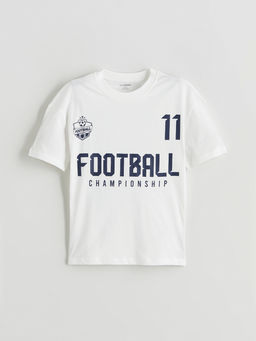 Bisiklet Yaka Bask?l? Penye Erkek ?ocuk Ti??rt