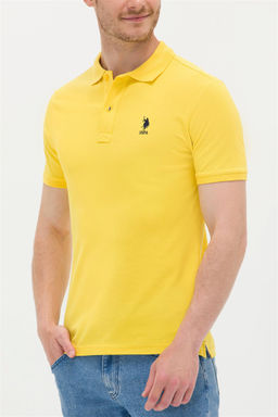 Мужская темно-желтая базовая футболка с воротником поло - U.s. polo assn фото 13