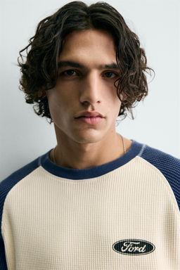 FORD  COLOUR BLOCK WAFFLE-KNIT T-SHIRT - Zara фото 6