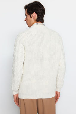 TRENDYOL MAN Ekru Casual Unisex Regular Fit Yunlu Bisiklet Yaka Sac Orgu Detayl? Triko Kazak TMNAW22KZ2059 - Trendyolmilla фото 5