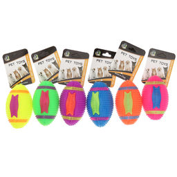 Пэт тойс (Pet toys) Игрушка для собаки Регби массажный 10х6см h6см, ПВХ, с пищалкой, светящаяся, на картоне, цветная, цвета в ассортименте: зеленый, желтый, коралловый, фуксия, синий, фиолетовый (Китай)  фото 2