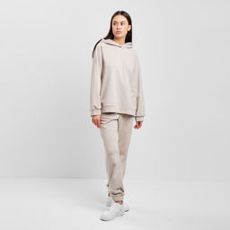 Костюм женский (толстовка, брюки) MIST, размер 48-50, бежевый