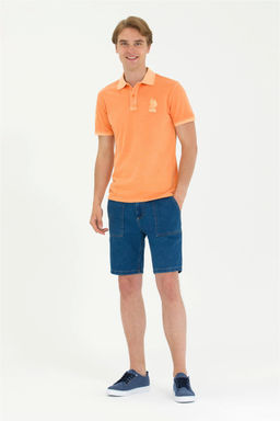 Мужская оранжевая базовая футболка с воротником-поло - U.s. polo assn фото 5