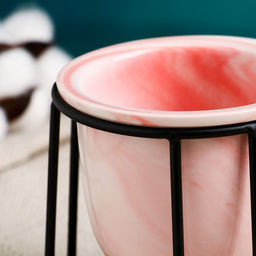 Цена за 2 шт. Горшок для цветов «Сосуд», 250 мл, 12×8.5 см, керамика, с поддоном, с подставкой, розовый