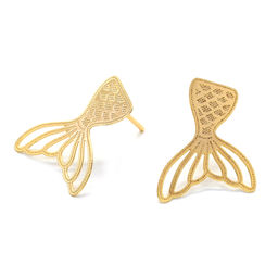 Серьги из ювелирного сплава "Рыбка большая" 15*20мм, цв.золотистый, 0,6гр