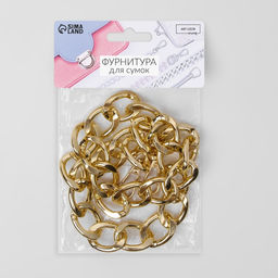 Цена за 2 шт. Цепочка для сумки, с карабинами, металлическая, плоская, 29×19 мм, 60 см, цвет золотой