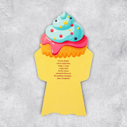 Цена за 5 шт. Открытка‒конверт для денег фигурный «Кекс», 10.5 х 16 см