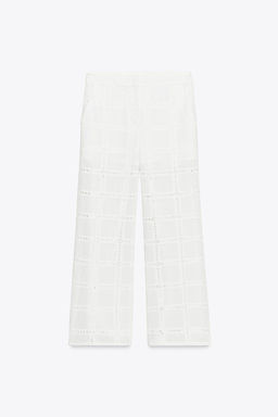 STRAIGHT-LEG TROUSERS WITH CUTWORK EMBROIDERY - Zara фото 3