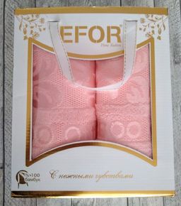 Набор полотенец EFOR BAMBOO TAC из 2х пр. (50*90,70*140) 100% бамбук (персиковый)  фото 2