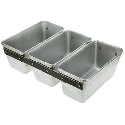 Форма для хлеба алюминиевая 500гр 3-х секционная, 32х21х10см, s6мм, литая (Россия)