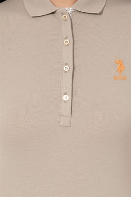 Женская футболка цвета хаки с воротником поло Basic - U.s. polo assn фото 12