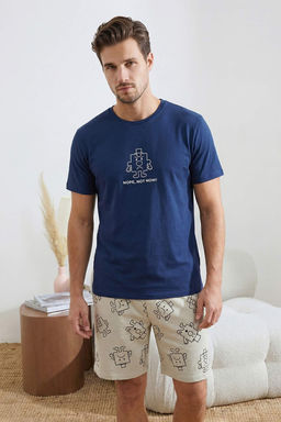 Indigo Regular Kesim Bask?l? Pamuklu Pijama Tak?m? TMNSS26PT00031