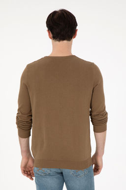 Erkek Slim Fit Bisiklet Yaka Haki Basic Kazak - U.s. polo assn фото 5