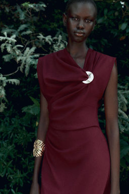GOLD APPLIQUE MIDI DRESS - Zara фото 12