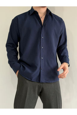 Lacivert Regular Fit Mevsimlik Erkek Gomlek TMNSS26GO00005