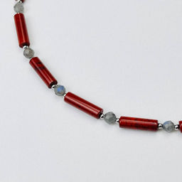 Чокер из кирпичной Яшмы и Лабрадора 37 см +