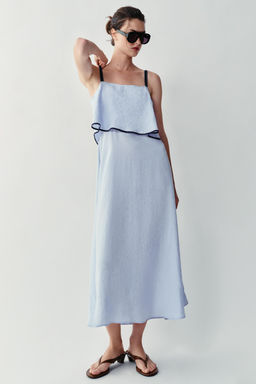 VESTIDO MIDI COMBINADO / Azul claro