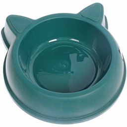 Миска пластиковая с металлической чашкой "КОТИКИКИС", цвет бирюзовый, 22,5*5,5 / 15,5*5см