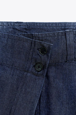 ZW COLLECTION CROSSOVER DENIM TROUSERS - Zara фото 7