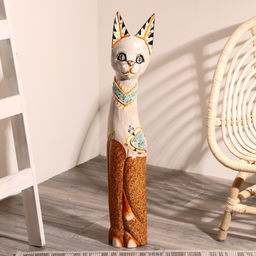 Фигура «Кошка в ошейнике с сердечком», 80 см, дерево