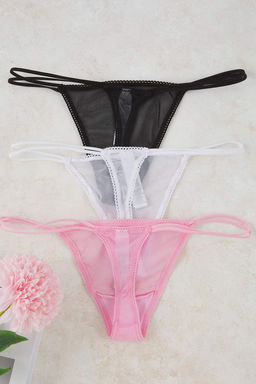 Cok Renkli 3lu Mesh Tanga Duz Tanga Kulot THMAW26KU00000 - Trendyolmilla фото 9