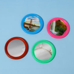 Цена за 20 шт. Зеркало карманное, с рамкой под фотографию, d=6.5 см, МИКС