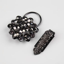 Декоративная застёжка «Стеклянный цветок», 10.5×5 см, цвет чёрный