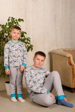 Пижама подростковая из джемпера и брюк из кулирки Олененок голубой - Амадэль фото 8