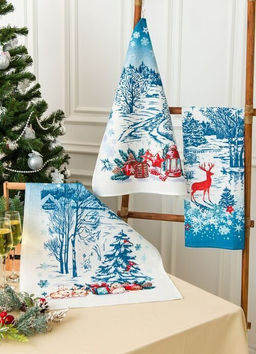 К-т полотенец Синий иней 50*60 см. - 3 шт. рогожка хлопок 100%