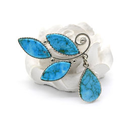 Брошь бирюза (имитация) 35*32мм Радуга камня