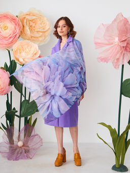 Большой, мягкий, тонкий и очень нежный двусторонний палантин с рисунком в стиле арт-деко - Tantino фото 5