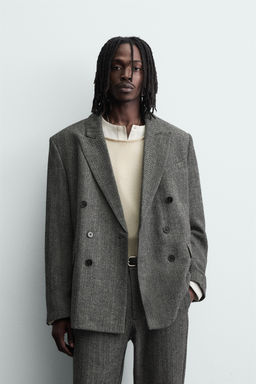 HERRINGBONE WOOL BLEND SUIT BLAZER - Zara фото 2