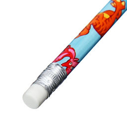 Цена за 12 шт. Карандаш чернографитный НВ с ластиком, корпус круглый, Динозаврики - Calligrata фото 4