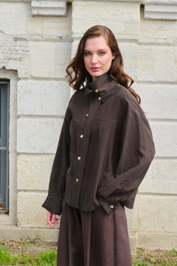 Koyu Kahverengi Liyosel C?tc?tl? Oversize Ceket TWOSS26CE00050