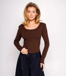 Лонгслив #КТ0140, шоколадный