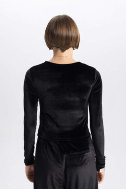 Облегающая футболка с круглым вырезом и длинными рукавами - Defacto фото 10