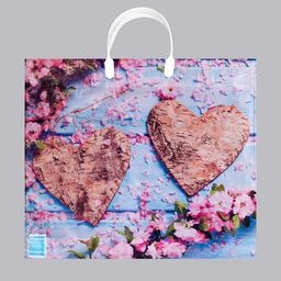 Цена за 10 шт. Пакет Ассорти цветы, полиэтиленовый с пластиковой ручкой, МИКС 100 мкм 38?35 см