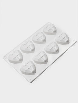 Форма для муссовых десертов и выпечки KONFINETTA Сердце, силикон, 29?17?2 см, 8 ячеек, белая