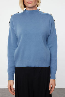 Indigo Dugme Detayl? Triko Kazak TWOAW24KZ00370 - Trendyolmilla фото 3