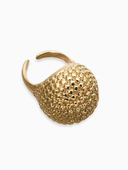 Кольцо металл "Шар сетка", цвет золото, безразмерное